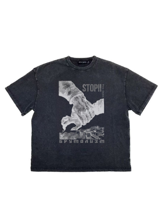 -BRUTALISM SEASON- WASHED BLACK TEE